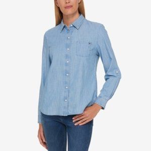 Cotton Chambray Utility Denim Shirt